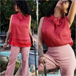 Funky geometric print blouse with bow tie